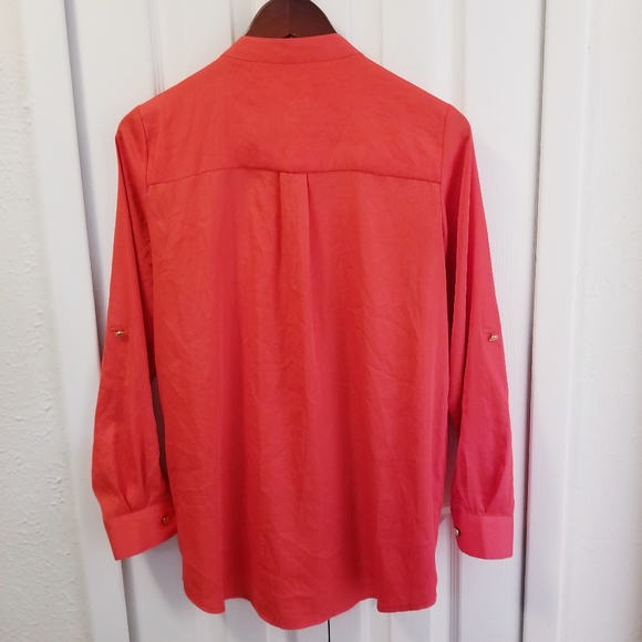 Michael Kors Tangerine Button Down Blouse - Picture 3 of 8